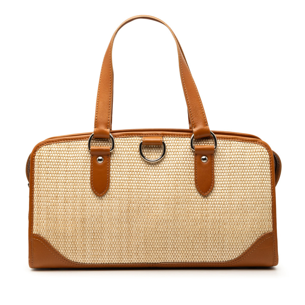 Pre-Loved Burberry Straw and Leather Handbag